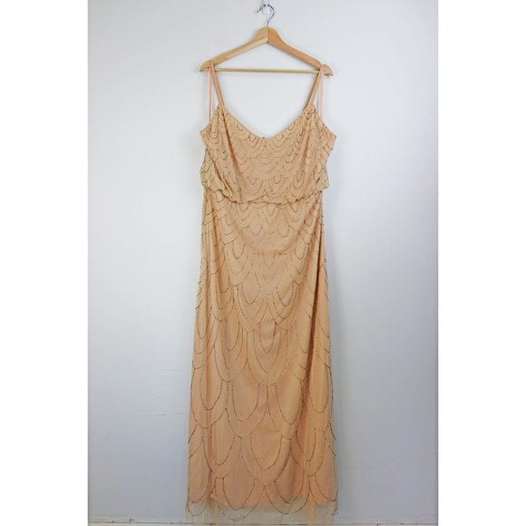 Candela Marseille Beaded Blouson Gown Maxi Dress Formal Evening Gold Cream - Picture 4 of 10